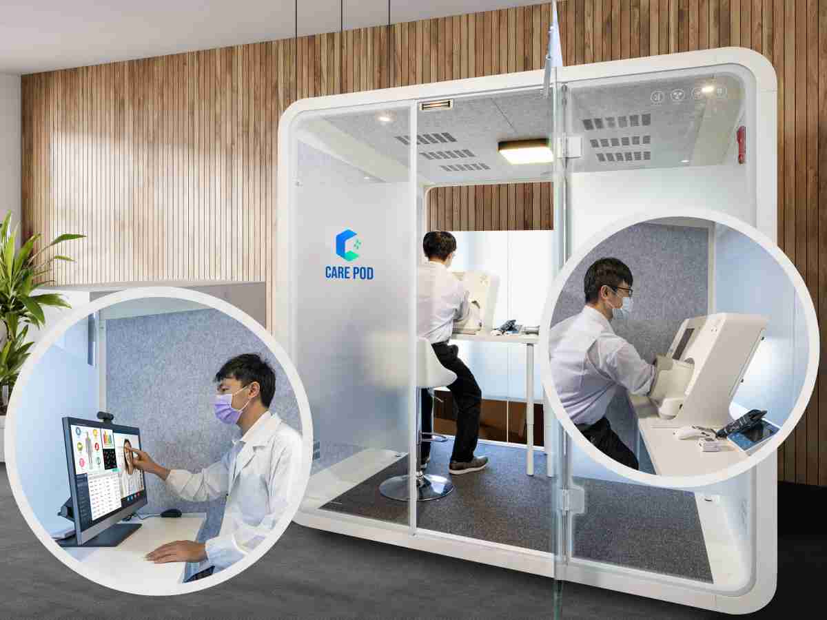 达擎于医疗科技展中展出＂远距诊疗舱＂，，，以因应医疗数字化及社会高龄化趋势下、、、复诊及慢性病患等族群对于远距看诊需求逐渐升高所推出的创新整合方案。。多功能合一、、、高隐私性的远距诊疗舱可根据病患端与医师端的不同需求，，，提供弹性化及客制化功能，，，，节省医生和病患的精力及时间