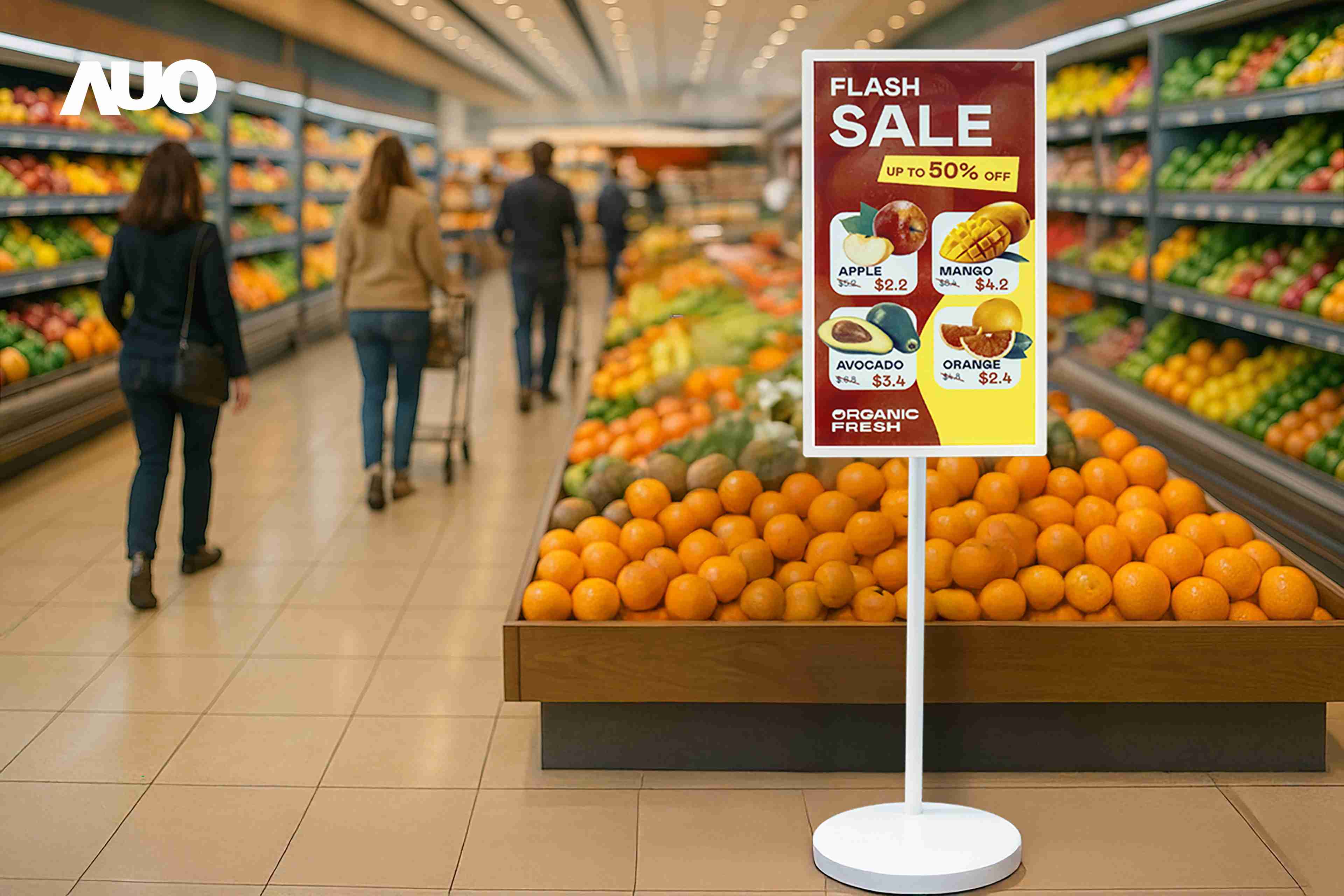 达擎首亮相低功耗、、、全彩的〝aecoPost电子纸解决方案〞，，，，仅在更新画面时需要微量的电力驱动，，无需布建电线的便捷设计，，，使其可灵活应用、、随意置放，，，并可透过云端或行动装置app，，，，轻松管理及排程广告内容，，，，晋升店头营销利器。。